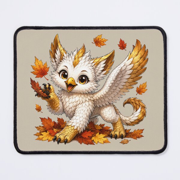 Item preview, Cute Autumn Gryphon with Falling Leaves – Cozy Fall Fantasy Bird designed and sold by Hatchling Hollow.