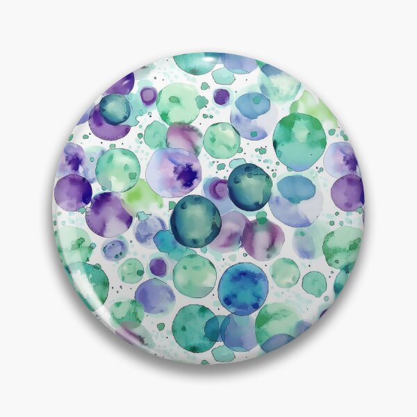 Item preview, Teal Purple Watercolor Polka Dots Abstract Pattern designed and sold by Nine Lives Studio.