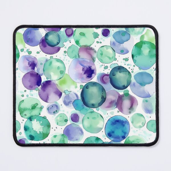 Item preview, Teal Purple Watercolor Polka Dots Abstract Pattern designed and sold by Nine Lives Studio.