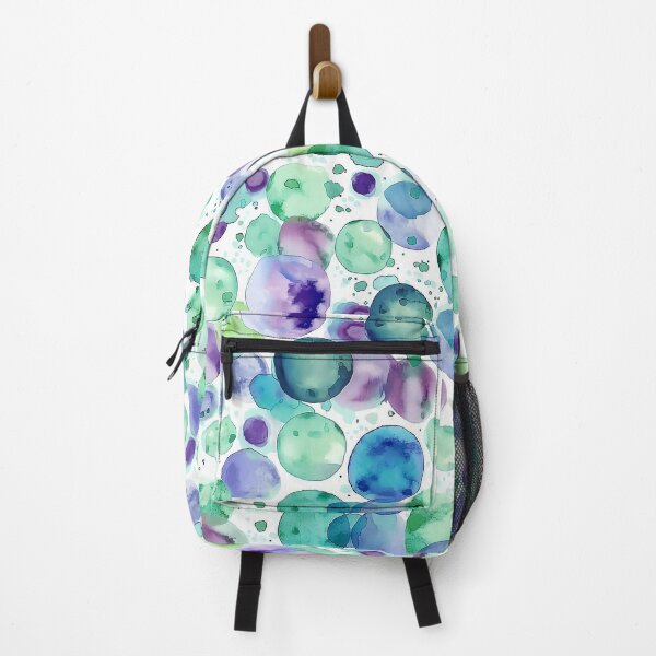 Item preview, Teal Purple Watercolor Polka Dots Abstract Pattern designed and sold by Nine Lives Studio.