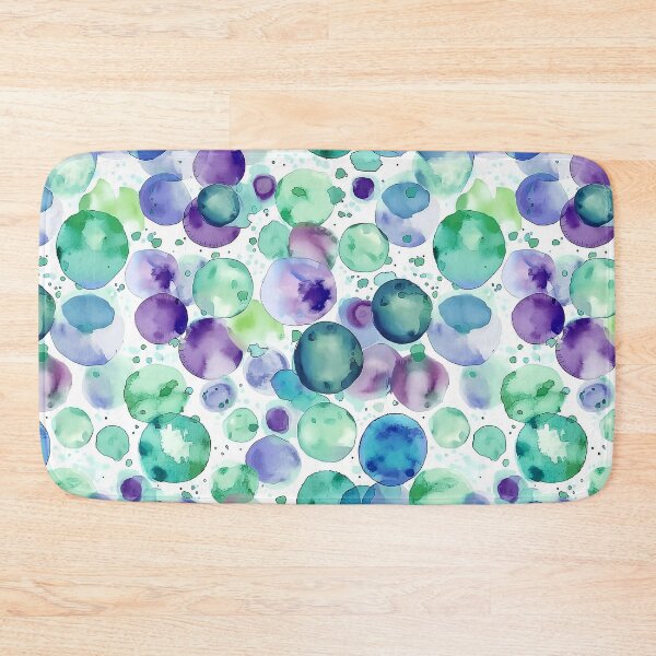 Item preview, Teal Purple Watercolor Polka Dots Abstract Pattern designed and sold by Nine Lives Studio.