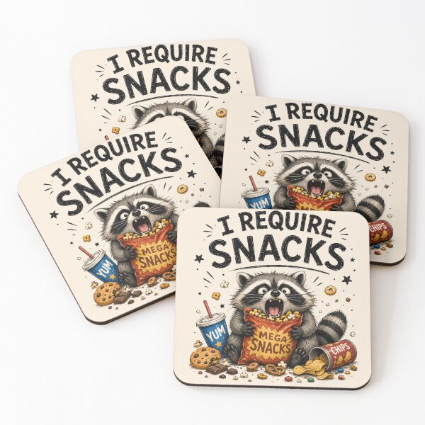 Item preview, I Require Snacks – Funny Hungry Raccoon designed and sold by Sasas Design.