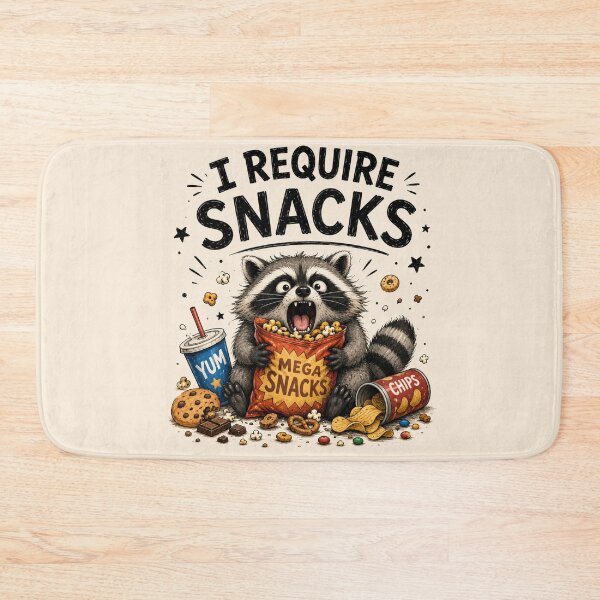 Item preview, I Require Snacks – Funny Hungry Raccoon designed and sold by Sasas Design.