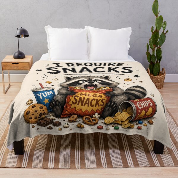 Item preview, I Require Snacks – Funny Hungry Raccoon designed and sold by Sasas Design.
