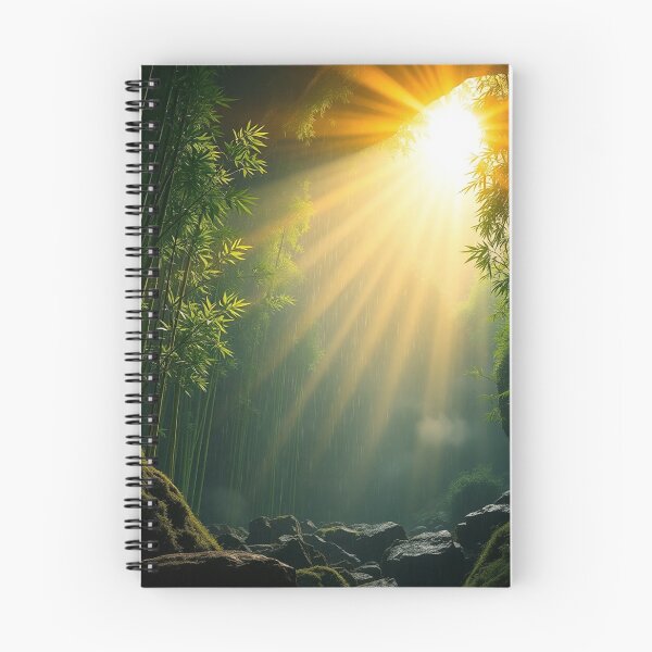 Item preview, Golden Sunburst Enchanted Forest Print designed and sold by IntelliMindDesigns.