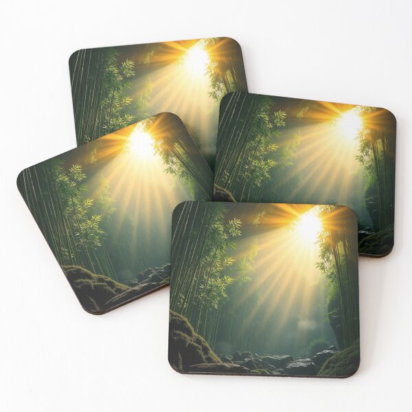 Item preview, Golden Sunburst Enchanted Forest Print designed and sold by IntelliMindDesigns.