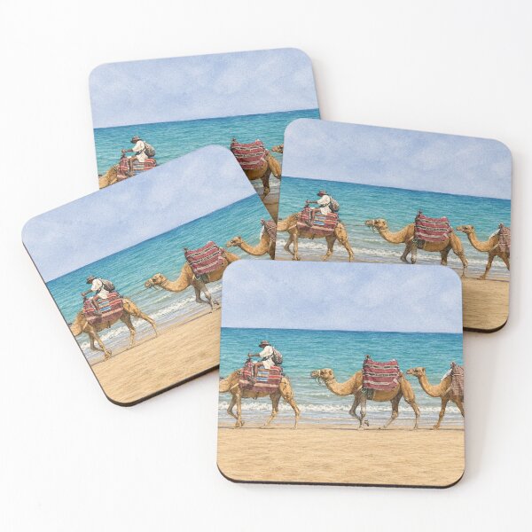 Item preview, Moroccan Camel Caravan by the Atlantic Ocean designed and sold by wiwiart.