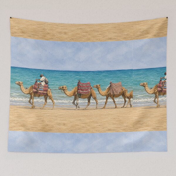 Item preview, Moroccan Camel Caravan by the Atlantic Ocean designed and sold by wiwiart.
