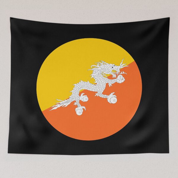 Aperçu de l'œuvre Icône ronde du drapeau du Bhoutan | Élément de bouton circulaire du drapeau du Bhoutan créée et vendue par NTGUILTY.