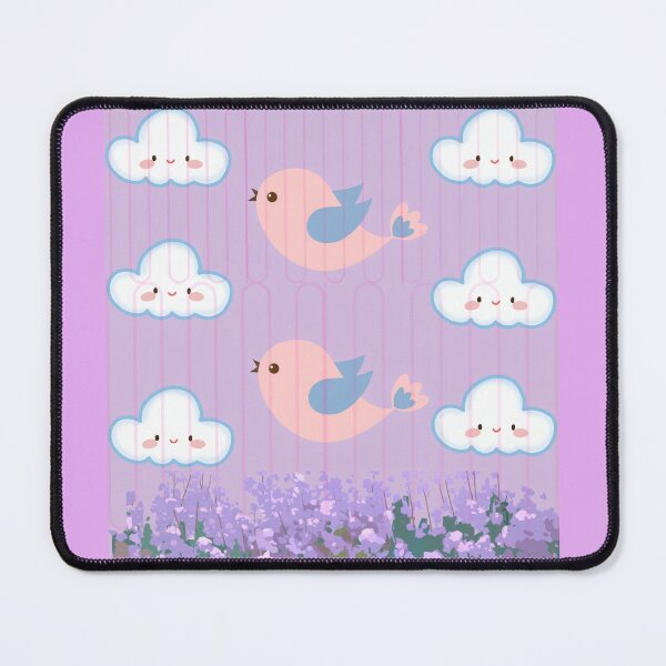 Item preview, Kawaii cloud and little bird pattern in warm tones designed and sold by Azurart2.