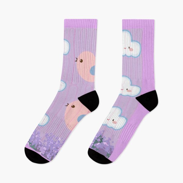 Item preview, Kawaii cloud and little bird pattern in warm tones designed and sold by Azurart2.