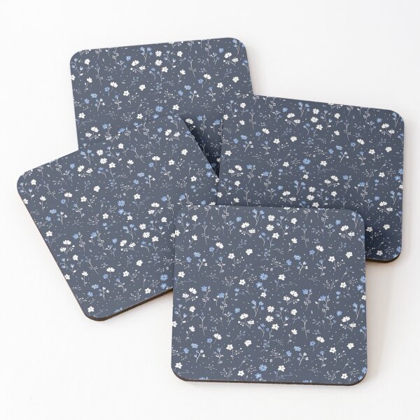 Item preview,  white little roses on a navy background designed and sold by Thecountess0o0.
