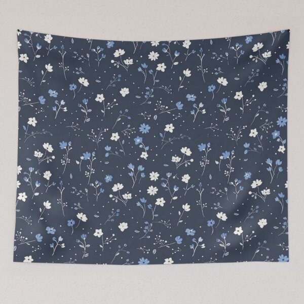 Item preview,  white little roses on a navy background designed and sold by Thecountess0o0.