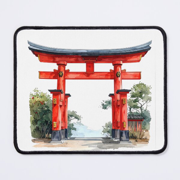 Item preview, Red Torii Gate in Misty Bamboo Forest designed and sold by BetweenForms.
