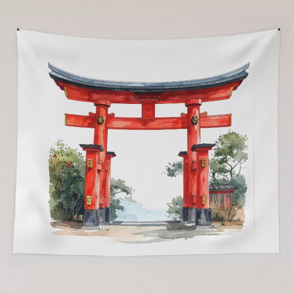 Item preview, Red Torii Gate in Misty Bamboo Forest designed and sold by BetweenForms.