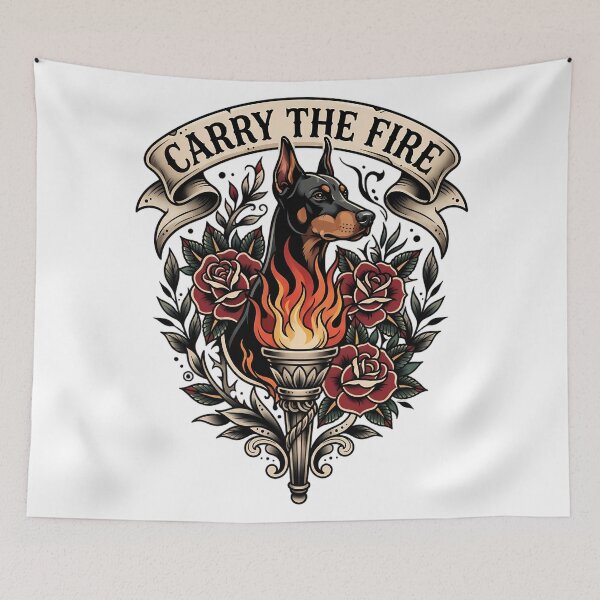 Item preview, Doberman Torch and Roses Design designed and sold by SHOP-Corner.