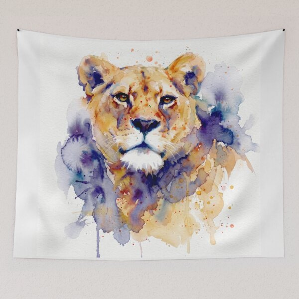 Item preview, Lioness Calm Gaze, Indigo and Gold designed and sold by caracatita75.