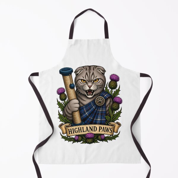 Aperçu de l'œuvre Highland Paws Scottish Warrior Cat Traditional Tattoo créée et vendue par Old's Cool Cat Studio.