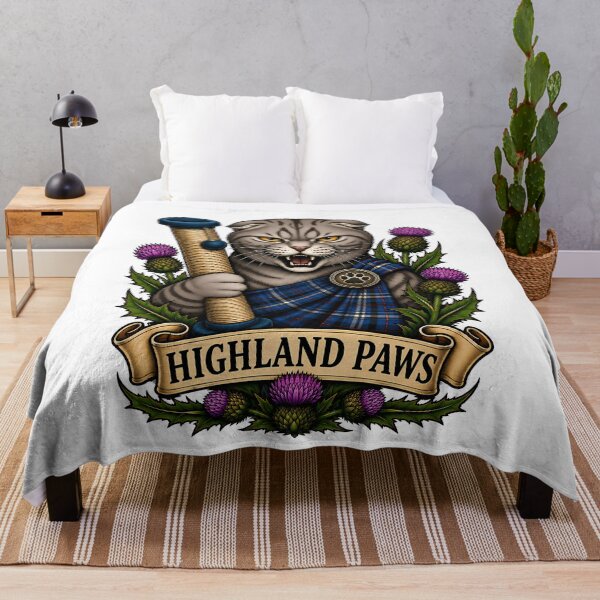 Item preview, Highland Paws Scottish Warrior Cat Traditional Tattoo designed and sold by Old's Cool Cat Studio.