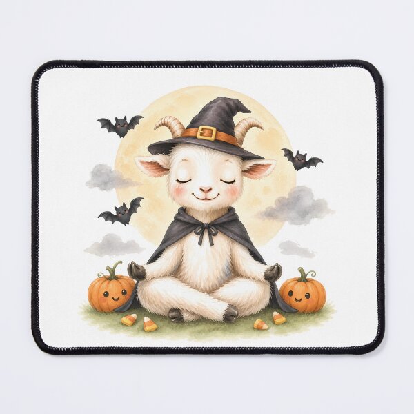 Item preview, Halloween Lotus Goat in a Witch’s Hat designed and sold by YogiAnimalArt.