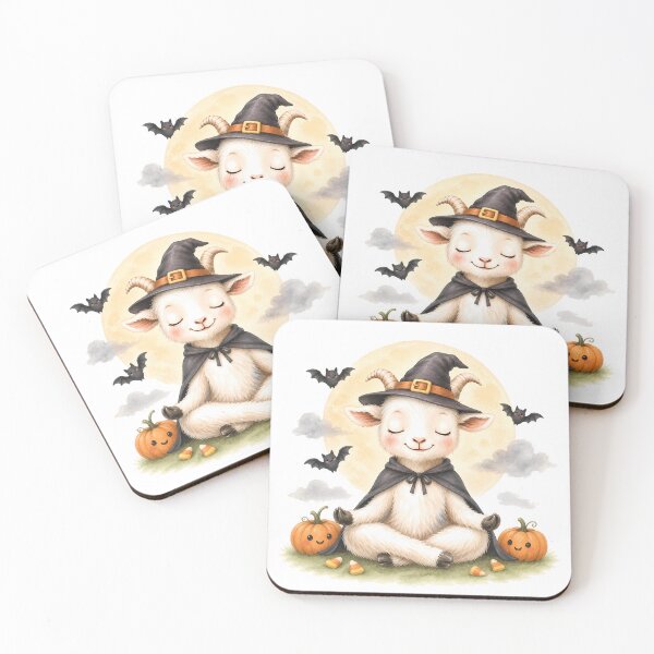 Item preview, Halloween Lotus Goat in a Witch’s Hat designed and sold by YogiAnimalArt.