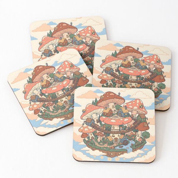 Item preview, Whimsical Floating Mushroom Village Fantasy Art designed and sold by Herodestroyer.