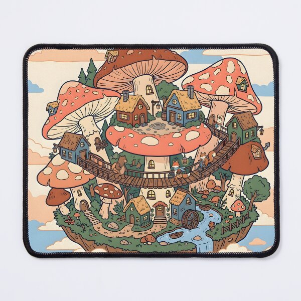 Item preview, Whimsical Floating Mushroom Village Fantasy Art designed and sold by Herodestroyer.