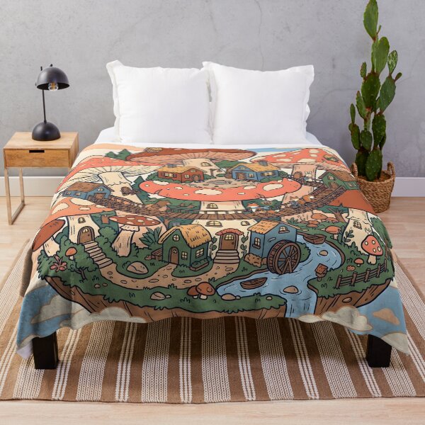 Item preview, Whimsical Floating Mushroom Village Fantasy Art designed and sold by Herodestroyer.