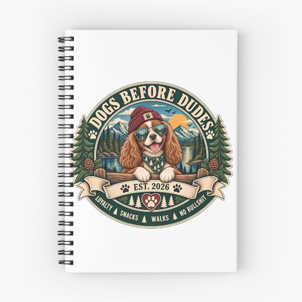 Item preview, Dogs Before Dudes Cavalier King Charles Spaniel Funny Hiking EST 2026 designed and sold by Neurospicy Trolls.