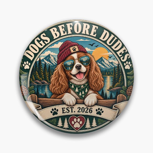 Item preview, Dogs Before Dudes Cavalier King Charles Spaniel Funny Hiking EST 2026 designed and sold by Neurospicy Trolls.