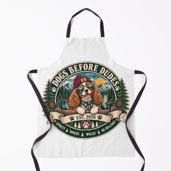 Item preview, Dogs Before Dudes Cavalier King Charles Spaniel Funny Hiking EST 2026 designed and sold by Neurospicy Trolls.