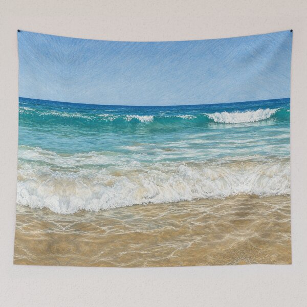 Item preview, Turquoise Ocean Waves – Serene Coastal Illustration designed and sold by wiwiart.