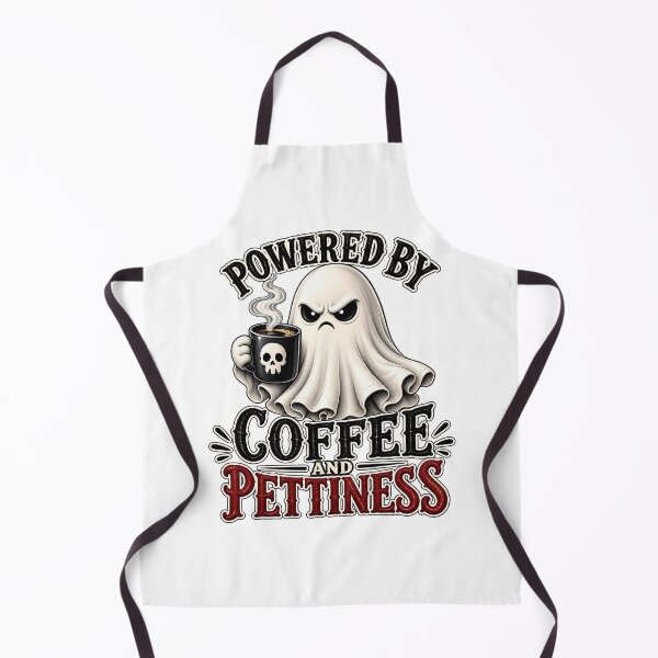 Item preview, Powered by Coffee and Pettiness – Funny Grumpy Ghost with Coffee Mug designed and sold by AbderraimArt.