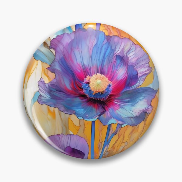 Item preview, BLUE POPPY V002 Purple Amethyst Sapphire Stained Glass Art Print Party Decoration~Baby/Bridal/Wedding/Birthday Gift Favor designed and sold by Spinning Plates 360.