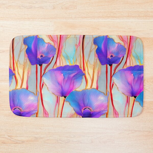 Item preview, BLUE POPPY V001 Purple Amethyst Sapphire Stained Glass Art Print Party Decoration~Baby/Bridal/Wedding/Birthday Gift Favor designed and sold by Spinning Plates 360.