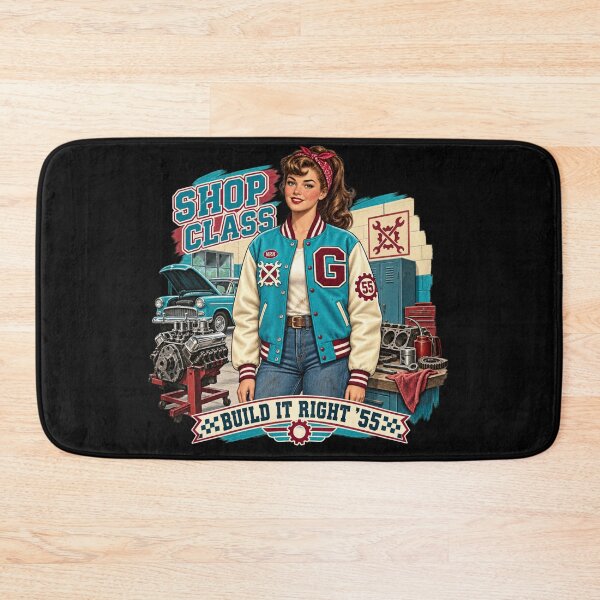 Item preview, Retro 1955 Shop Class Hot Rod Garage designed and sold by Normandy Road Heritage™ - Vintage Garage Art.
