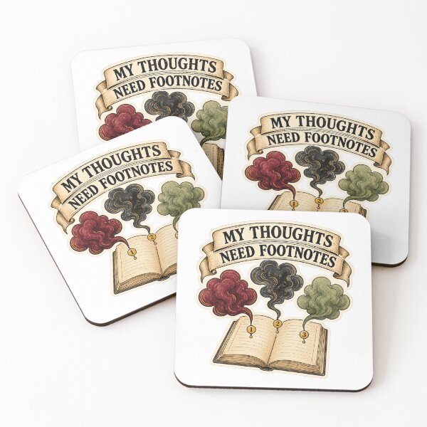 Item preview, My Thoughts Need Footnotes – Writer Humor Sticker designed and sold by StarFern Studio.