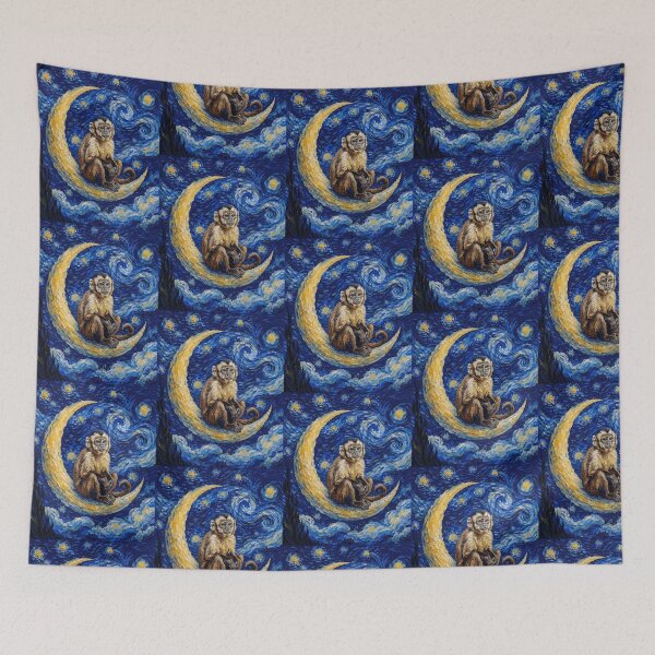 Item preview, Funny Monkey Starry Night Painting Cute Moon Stars Boys Girls Kids designed and sold by FurryHavenPH.