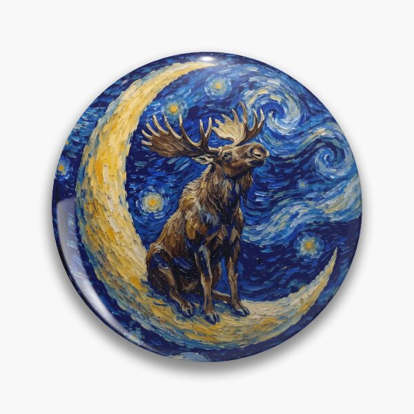 Item preview, Funny Moose Starry Night Painting Cute Moon Stars Boys Girls Kids designed and sold by FurryHavenPH.