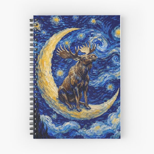 Item preview, Funny Moose Starry Night Painting Cute Moon Stars Boys Girls Kids designed and sold by FurryHavenPH.