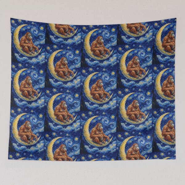 Item preview, Funny Orangutan Starry Night Painting Cute Moon Stars Boys Girls Kids designed and sold by FurryHavenPH.