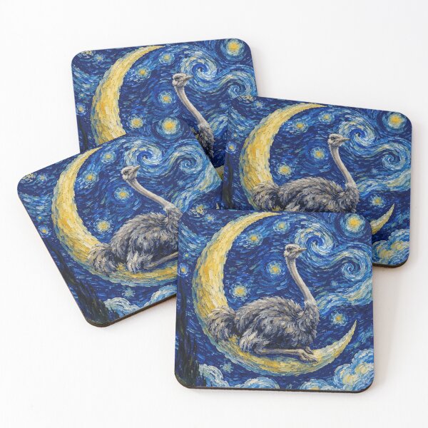 Item preview, Funny Ostrich Starry Night Painting Cute Moon Stars Boys Girls Kids designed and sold by FurryHavenPH.