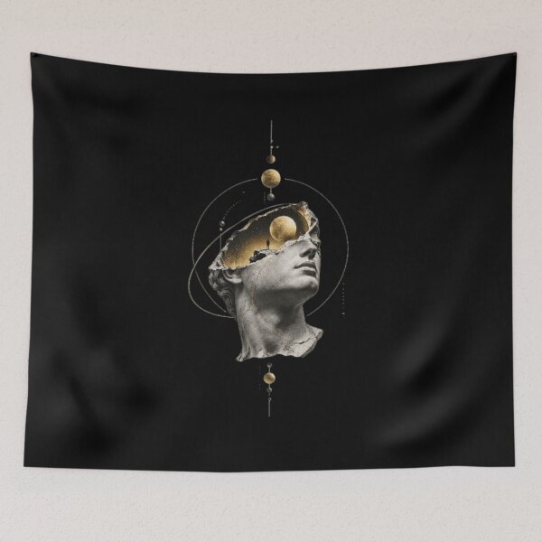 Item preview, Cosmic Mind — Golden Planet Marble Statue Surreal Art designed and sold by mari0n980.