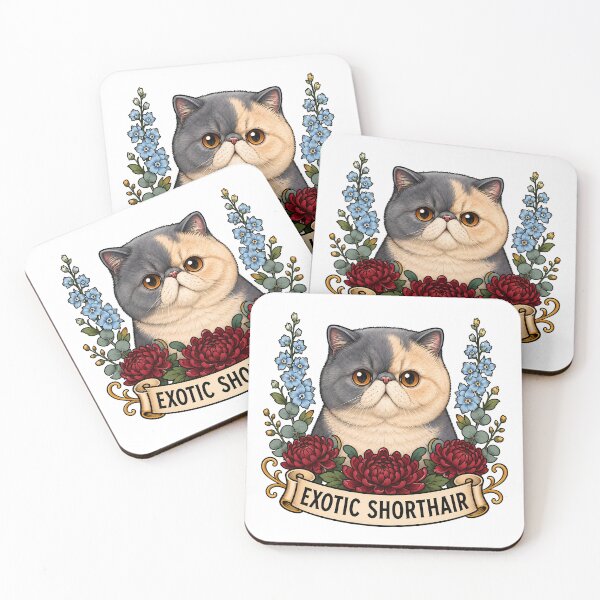 Item preview, Exotic Shorthair Cat Vintage Chrysanthemum Tattoo designed and sold by Old's Cool Cat Studio.