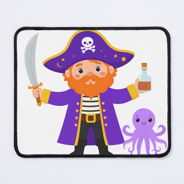Item preview, Cute Pirate Captain with Sword and Octopus designed and sold by BetweenForms.