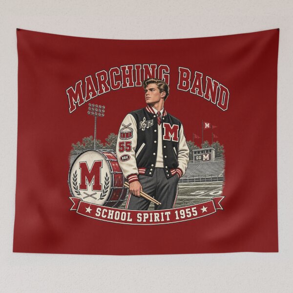 Item preview, Vintage 1955 Marching Band School Spirit designed and sold by Normandy Road Heritage™ - Vintage Garage Art.