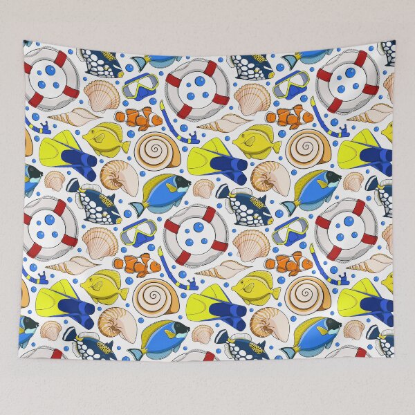 Item preview, Illustration with sea animals and objects designed and sold by RizikCat.