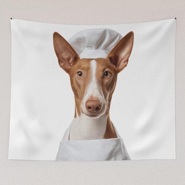 Item preview, Ibizan Hound Chef Dog Funny Cooking Apron Hat Cute Pet Portrait designed and sold by LazyOwlStore.