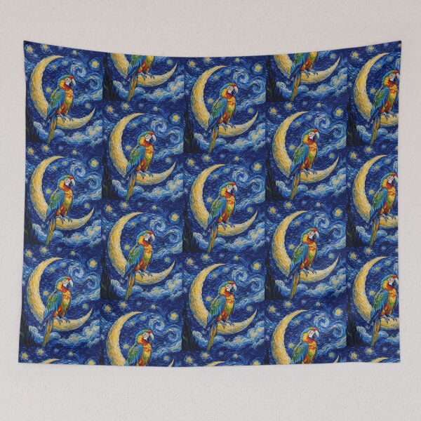 Item preview, Funny Parrot Starry Night Painting Cute Moon Stars Boys Girls Kids designed and sold by FurryHavenPH.