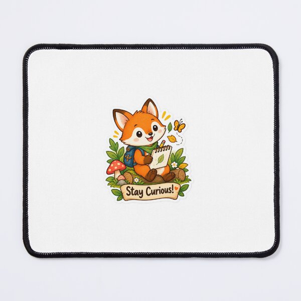 Item preview, Stay Curious! Cute Fox Sticker for Creative Adventures designed and sold by MohamedAbozaid1.